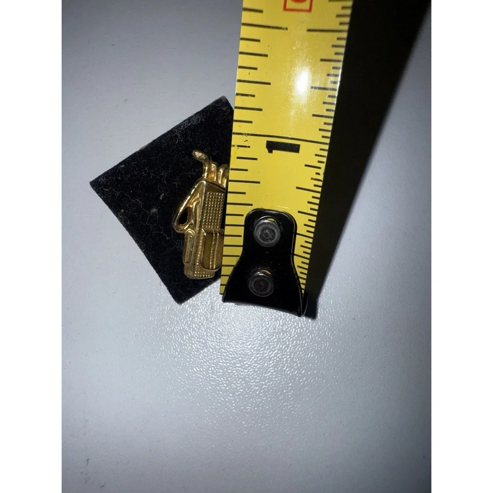 Golf Bag Tie Tack‎ Lapel Pin Brooch Gold Colored Very Small Intricate Detailed